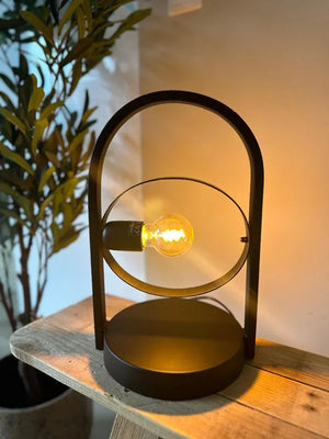 Tafellamp cirkel metaal zwart