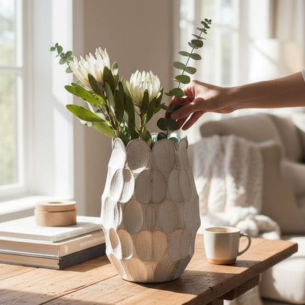 Vaas Bladstructuur klein wit