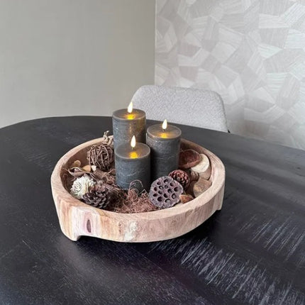 Houten schaal op pootjes groot