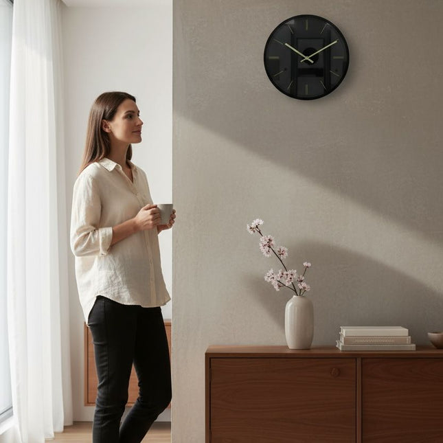 Wandklok aluminium zwart