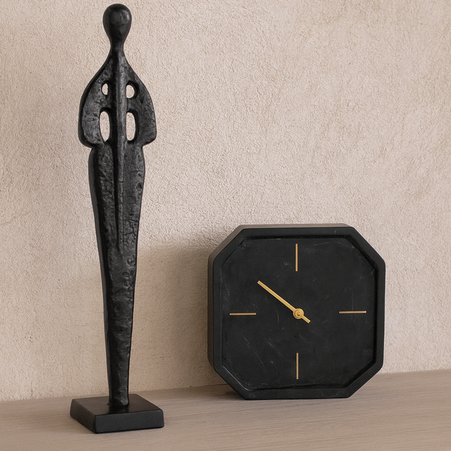 Tafelklok Marmora zwart groot