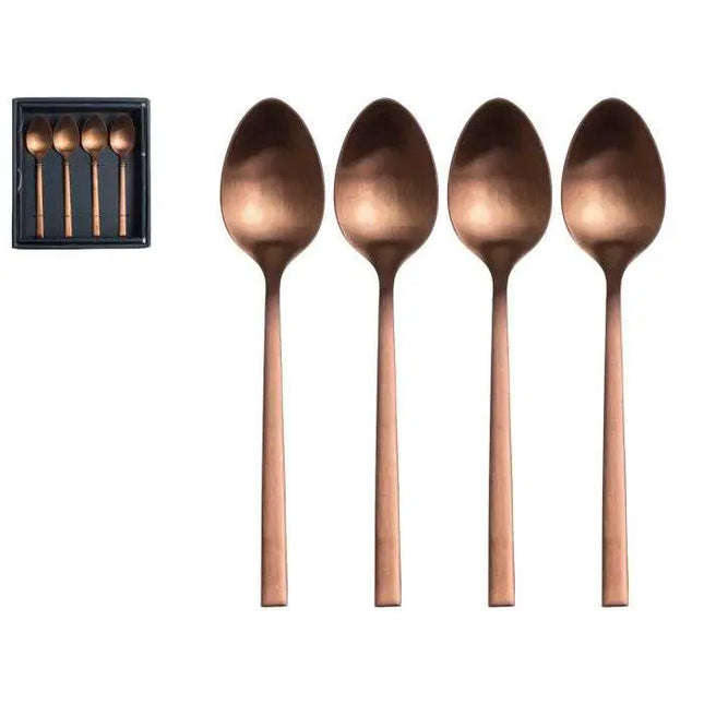 Dessertlepeltjes koper - set 4 stuks