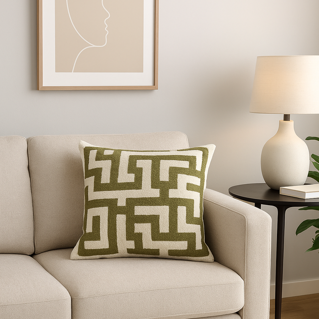 Sierkussen Maze olive