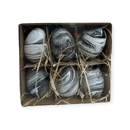 Paasei hanger zwart wit - 6 stuks