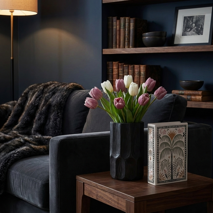 Kunsttulpen - real touch mauve roze set van 7