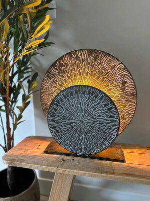 Tafellamp Schijf metaal zwart groot