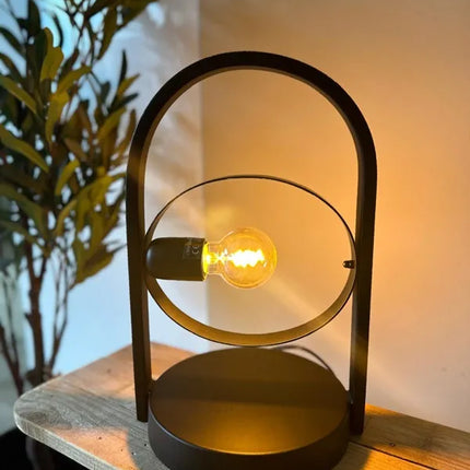 Tafellamp cirkel metaal zwart