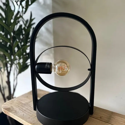Tafellamp cirkel metaal zwart